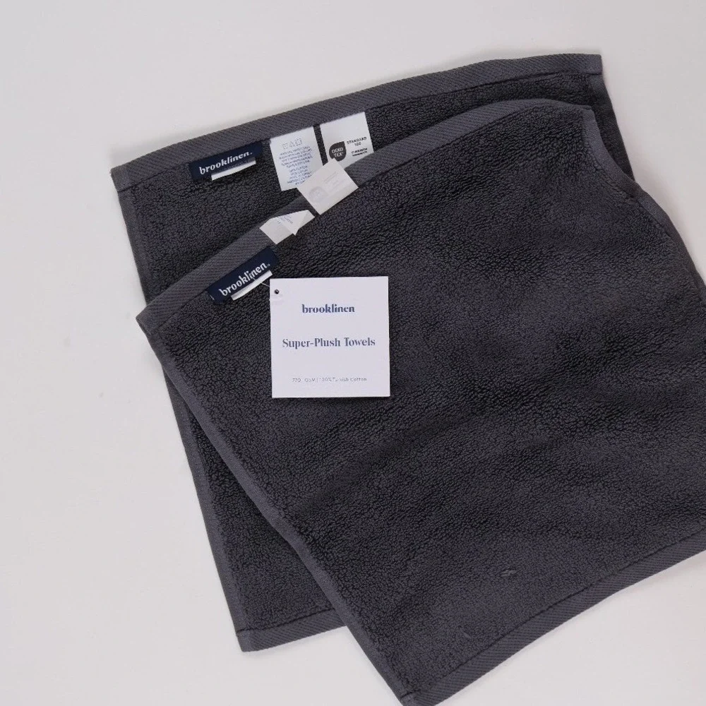 Brooklinen Washcloths Super-Plush Slate Gray Turkish Cotton NWT